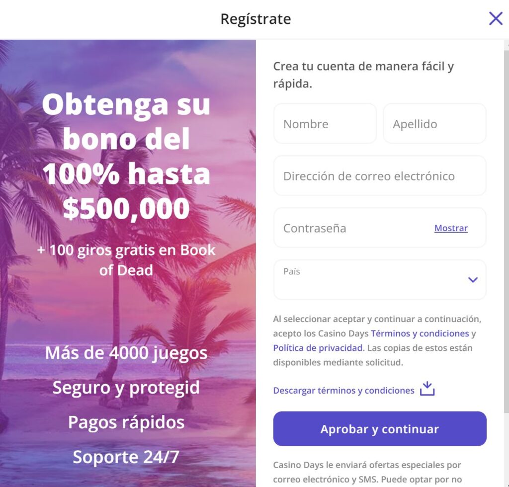 ¿Cómo me registro en Casino Days?