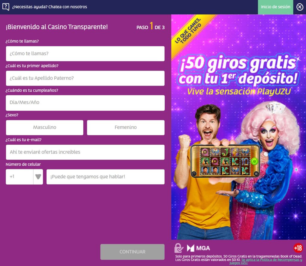 Cómo me registro en el Casino Playuzu de Perú