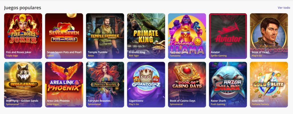 La gama de juegos de Casino Days